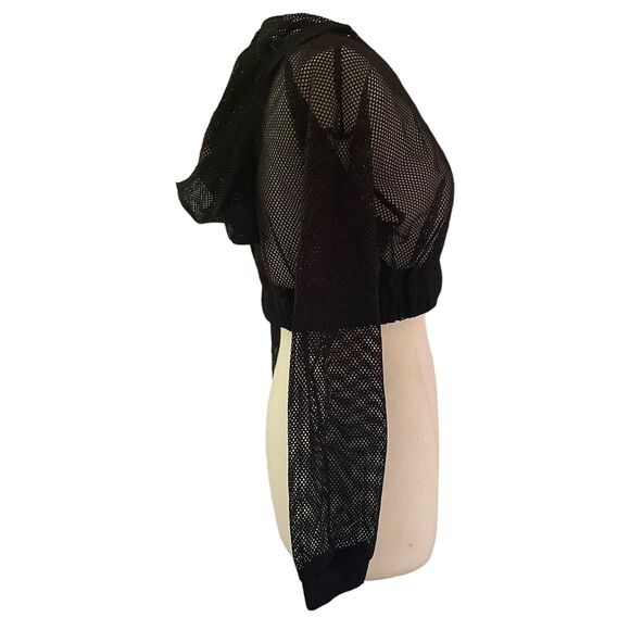 BSBW for LF Reworked NEW $132 Mesh Cropped Black Hoodie Sz S Streetwear Grommets - Picture 5 of 9